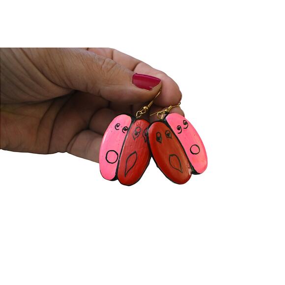 Vintage Demi Parure 80s Modernist Novelty Faces Rainbow Brooch Dangle Earrings - Picture 4 of 6